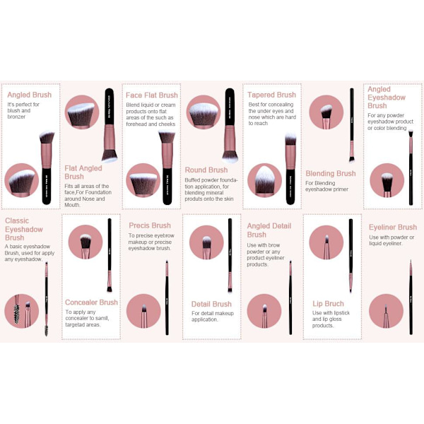 BS01 - BS-MALL 14 stk. eksklusive makeupbørster af bedste kvalitet