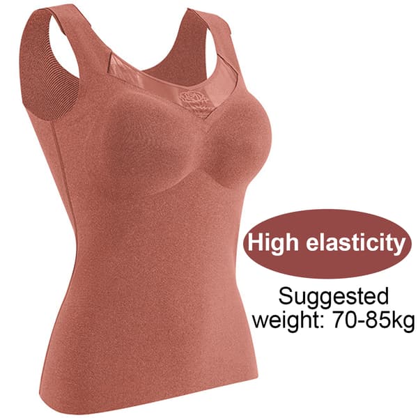 Termisk underställströja för dam, linne med inbyggd bh, baslager vintertröja, 2XL red