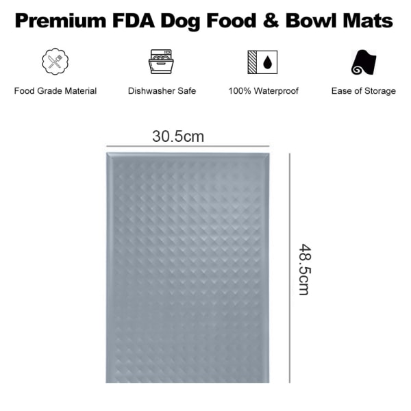 Djurmatsmatta för mat och vatten, halkfri vattentät silikon gray