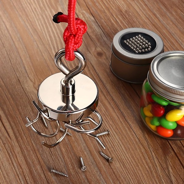 Fiskemagnet Kit Kraftig, Sällsynt Jordartsmagnet med Försänkt Hål Öglebult, Stort Kit Neodym Fiskemagneter för Fiske och Lyftning