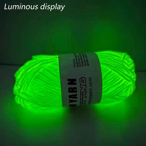 2 Rolls Glow in The Dark Garn för Virkning, 50m per rulle Luminous Fluorescein
