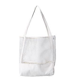 Handleveske Canvas Nylon Mesh Tredimensjonal Handleveske Strandveske * Hvit