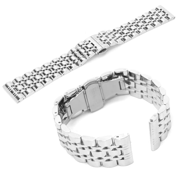 Poleret urarmbånd med flere striber, rustfrit stål, tilspidsede graveringer, solid og letvægt med sommerfuglelås, let at justere pasform