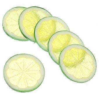 6 stk. Kunstige Sitronskiver Ornament Fruktskiver Dekor Sitrondekorasjon