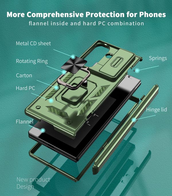 Kameraskyddsfodral med ringstativ för Samsung Galaxy Z Fold 7 Olive Green