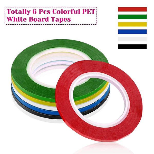 10 rullar 1/8 whiteboardtejp tunn whiteboardtejp linjer pinstripe torr radera konsttejp eltejp, Black