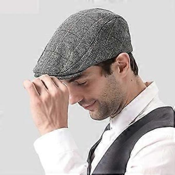 Midaldrende og ældre peaked cap justerbar klassisk beret flat cap (sort)