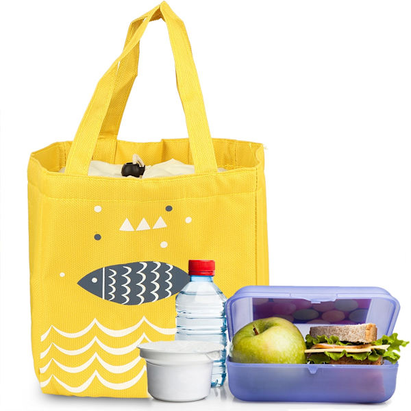 Bärbar termisk isolerad lunchpåse med dragsko för picknickförvaring