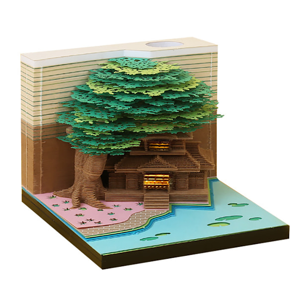 3D Memo Pad Pappersskulptur Konst 3D Klisterlappar Praktiska Post-it-lappar Äktenskapsträd Kawaii Anteckningsblock Green