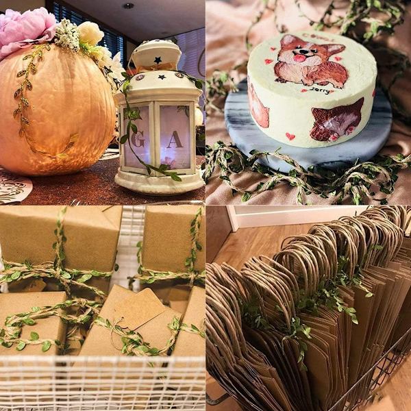 2 Roll Twine Green Leaf Jute 5MM Rope Hemp Burlap Ribbon String