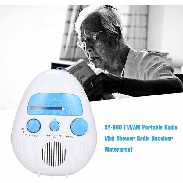 Mini bruseradio vandtæt badeværelsesradio batteridrevet FM/A