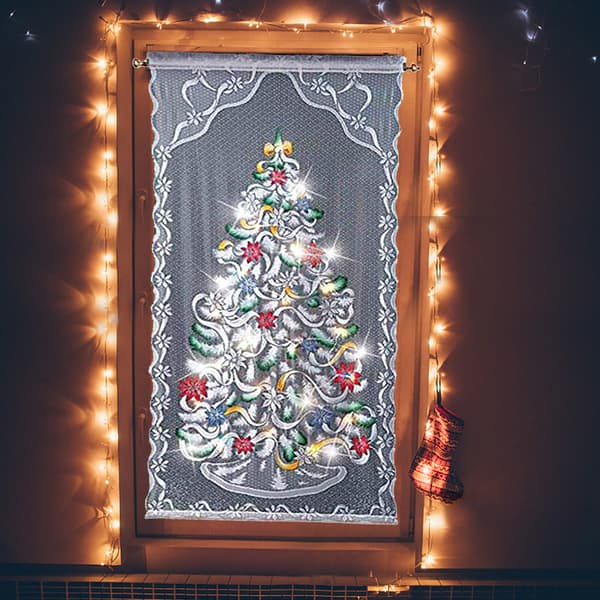 Julspetsgardiner LED-ljus Julgran Halvmörkläggningsgardiner Vardagsrum Sovrum Heminredning