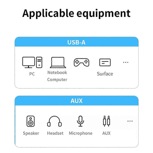 7.1-kanals lydkort ekstern 3,5 mm USB-adapter USB til mikrofonhøyttaler lydgrensesnitt for bærbar datamaskin