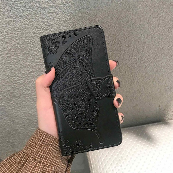 iPhone 11 Mobilskal, iPhone 11 Skal med Korthållare Ställ Kickstand för Kvinnor Flickor Pojkar, iPhone 11 Plånbok Sött Robust PU Läder Flip Black for iPhone 11