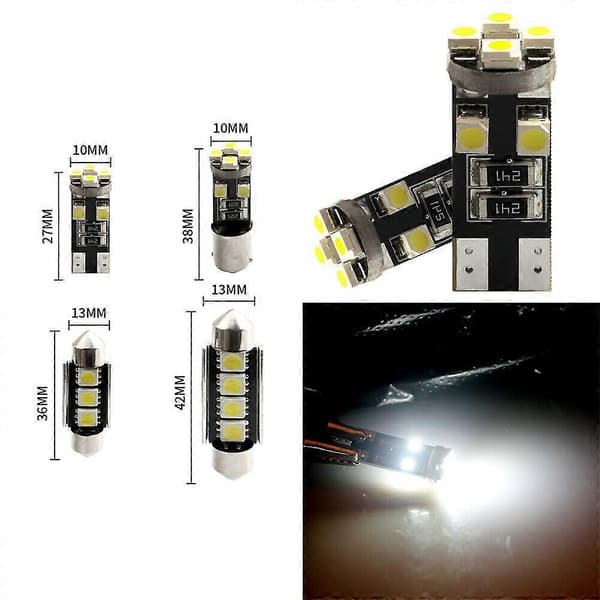 21X Indvendig LED Læselampe T10 BA9S 5050 Kold Hvid Pære Lys Erstatning