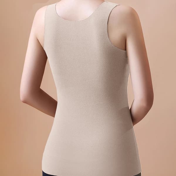 Dame Basic Camisole Termisk Undertøj med Indbygget BH, Tyk Foret Tanktop, Abrikosfarvet