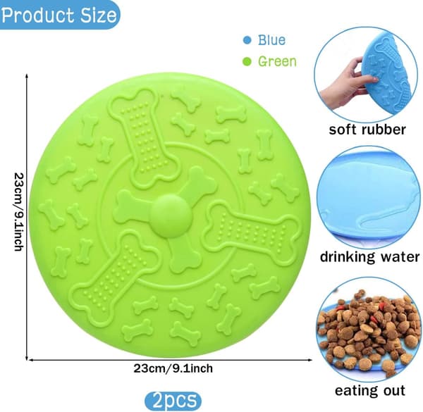 2 Stycken Hundfrisbees, Hunddisk? 18,5 cm, Husdjursfrisbee, Gummi Fl