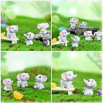 1 Sett med Mini Elefantfigurer Resin Dyre Elefantstatue Dekorasjoner Elefantfigur Pynt