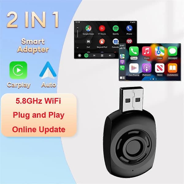 2i1 trådløs CarPlay-adapter Android Auto til K5 Carnival Picanto Soul Seltos Telluride EV6