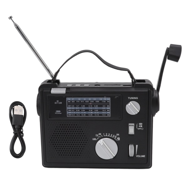 Handvevsradio AM FM SW Multi Band LED-nödradio med MP3-spelande U Disklagringskortplats