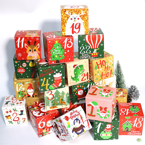 24pcs Christmas Advent Calendar Boxes Countdown to Christmas