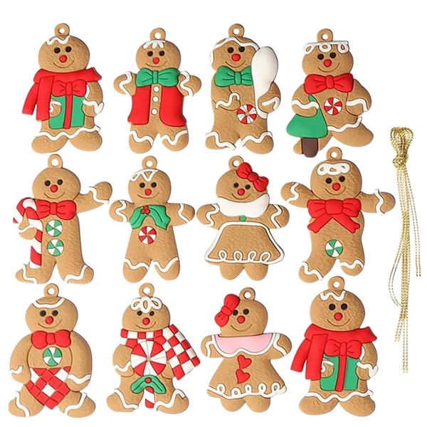 Julgransprydnader i plast, pepparkaksgubbar - Juldekorationer Style 3