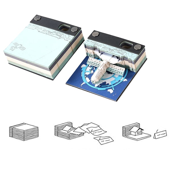 3D Konst Veckokalender Memoblock, Tidsur Snideri Konst DIY Kreativa Klisterlappar Anteckningsblock Style 1