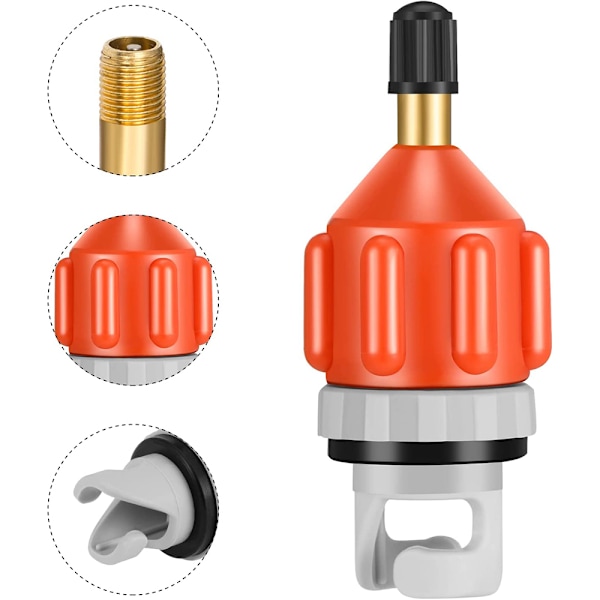Pumpadapter, adapter för kompressor, portabel SUP-ventiladapter, uppblåsbar båtventiladapter för kajak, uppblåsbar båt, SUP-bräda Orange