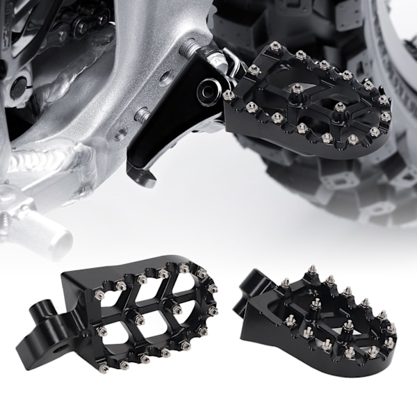 Fotstöd för Dirt Bike, breddad plattform, aluminiumlegeringsmaterial för överlägsen halkskyddskontroll, CNC-process med stålfotpinnar, högkvalitativ anodisering