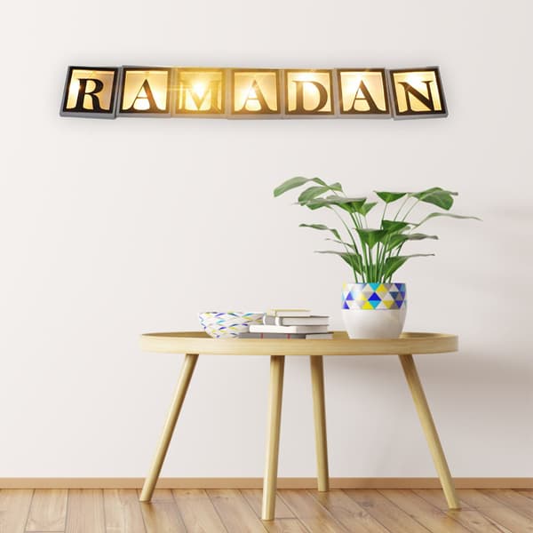 Ramadan LED Lyslenke Dekorasjon Tre Hul Bokstaver