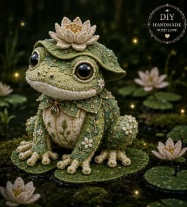Gør-det-selv Patchwork-sæt: Magisk Skovfrø Vogter - Begynder Håndsyet 3D Dukke - Helende Pynt/Gave