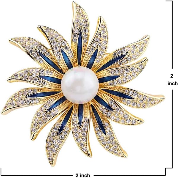 Broche Pins til kvinder Piger Mode Blomst Krystal Rhinestone Perle Smykker