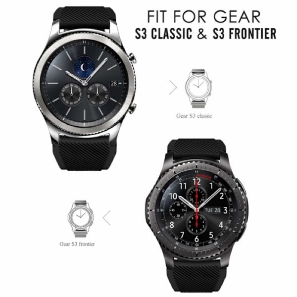 Passer til Samsung Gear S3 Frontier silikonrem - svart