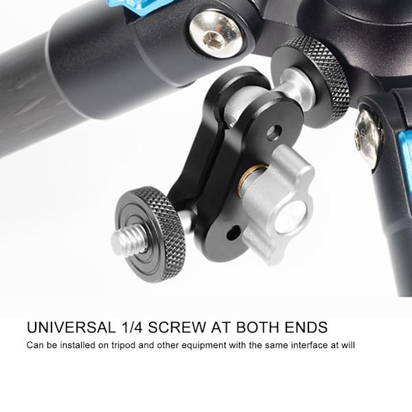 Universellt Magic Arm-fäste med dubbla kulhuvuden, högdensitets aluminiumlegering, anti-twist skruvhålsdesign, justerbara vinklar för kameratillbehör