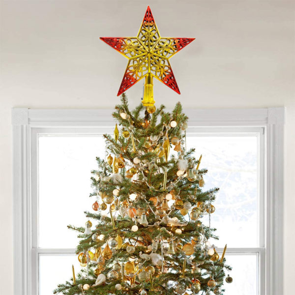 Christmas Tree Star Topper Glittered Xmas Tree Topper