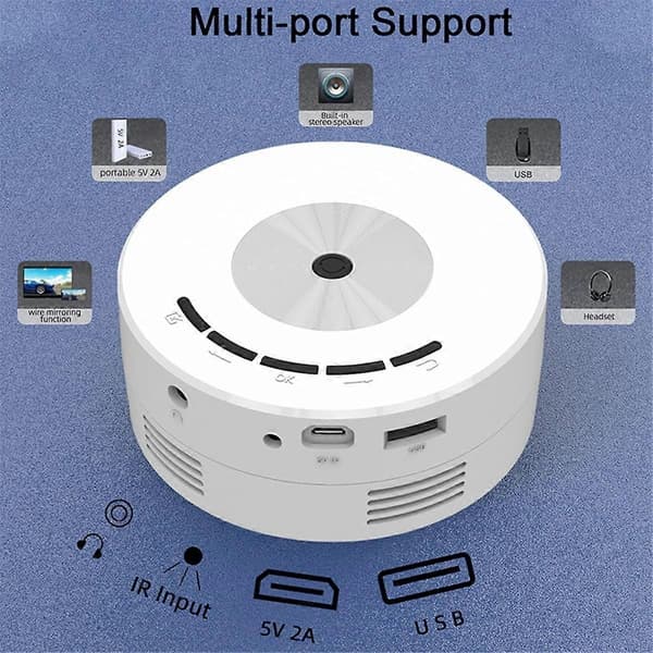 YT200 Mini Projektor LED Hjemme Mediaspiller Lyd Bærbare Projektorer USB Video Kablet Projeksjon Samme Skjermspeil