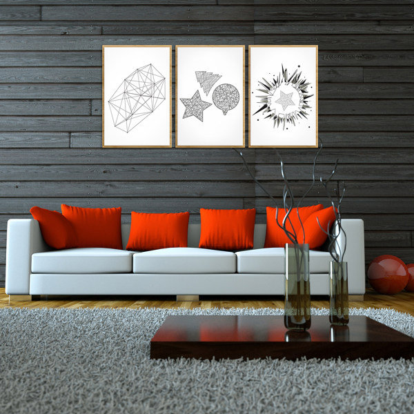 Geometrisk mönster Modern Canvas Wall Art Målning Tryckt