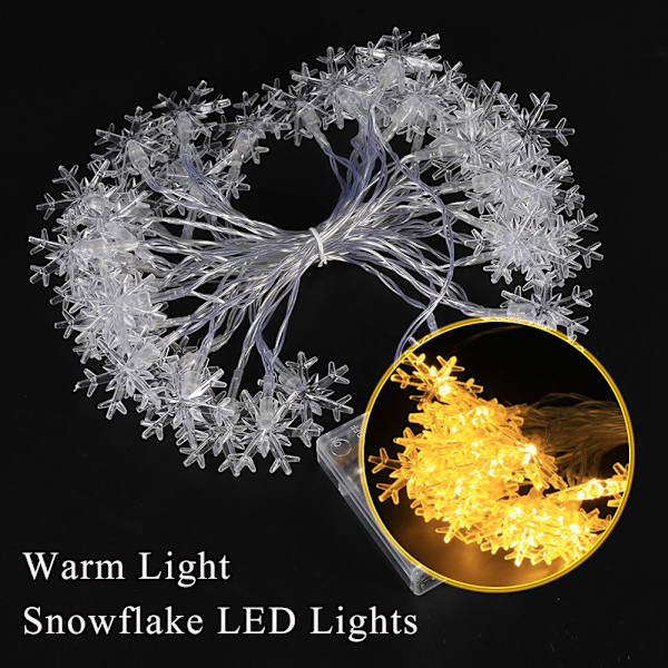 Batteridrivna LED-slingor Ejoyous 6m 19ft 40 snöformade LED-lampor Fe Dekorativ Li