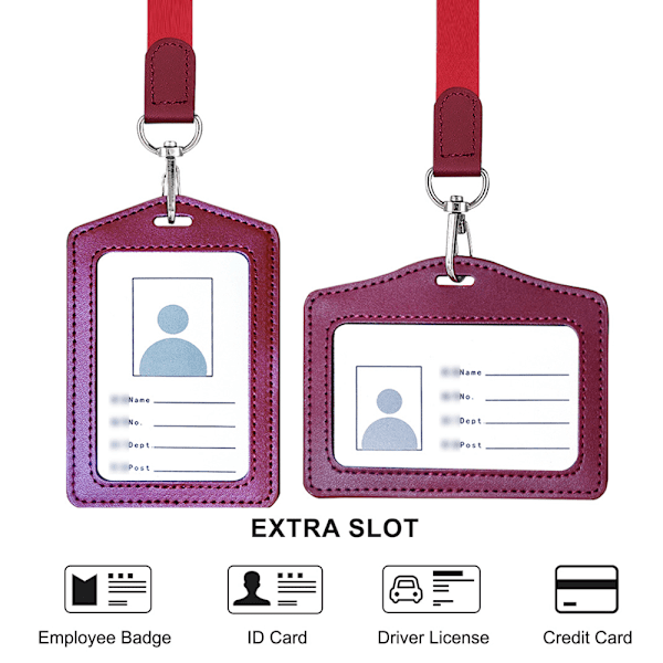 2-pack läder ID-korthållare, vertikal/transversal ID