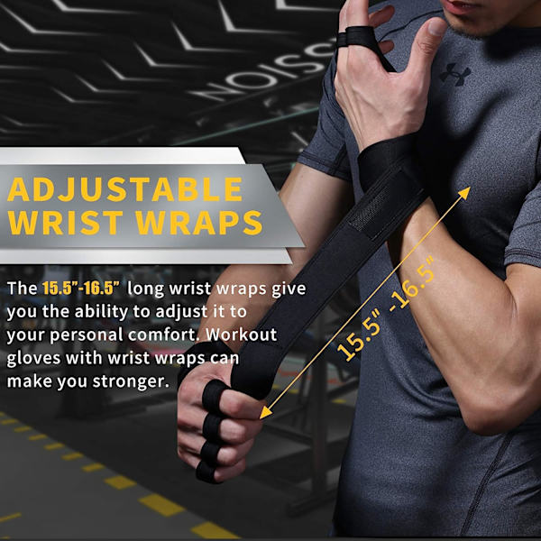 1 par ventilerade handskar för tyngdlyftning, med inbyggda handledsbandage