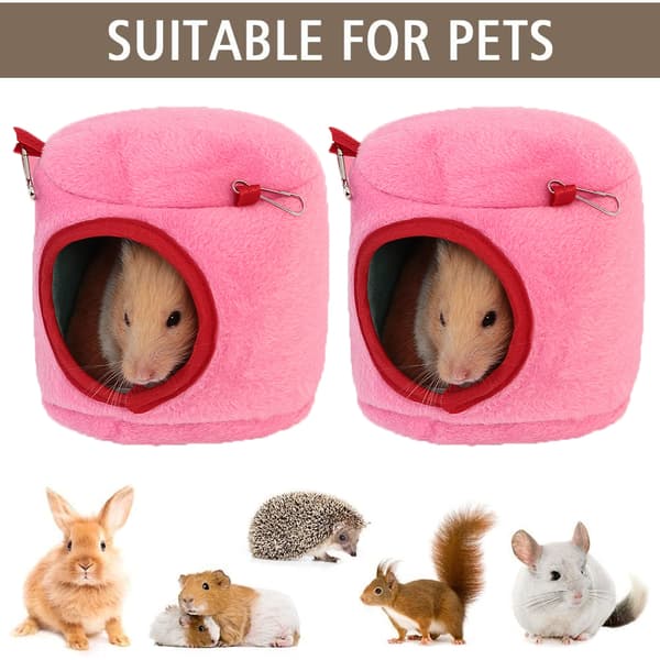 2 st Mini Hamster Säng Gömställen och Hus, Bomull Mini Djur Husdjursbo Grotta pink M