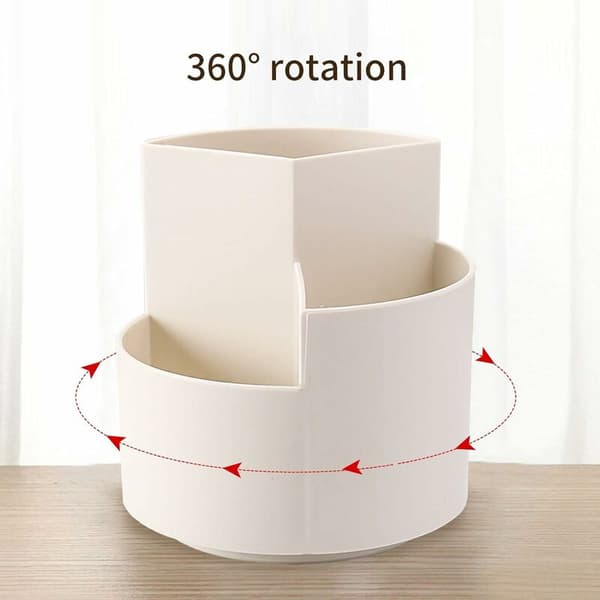 Roterende pennestativ med 3 rom - skrivebordsarrangør - kreativ D