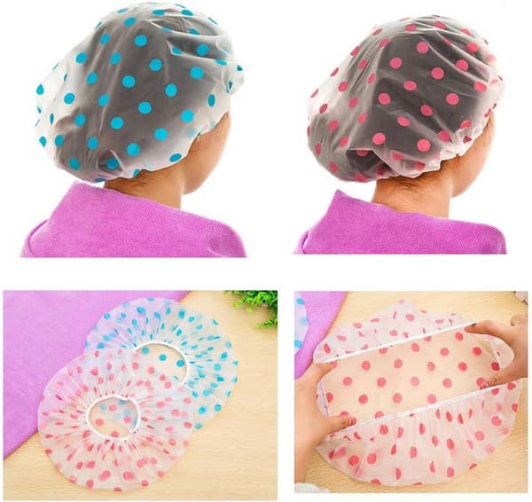 Dusjhetter, 3 stk vanntette badehetter i plast, gjenbrukbare dusjhetter med elastisk bånd for kvinner, damer, spa, salong