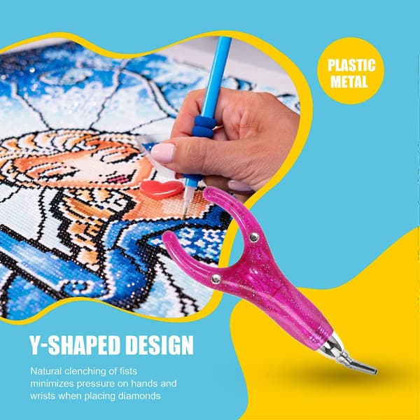 Ergonomisk Diamond Art Malepen, Diamond Art Tilbehør med 3 Metalspidser, 5D Diamond Drill Pen Sæt til Voksne Pink