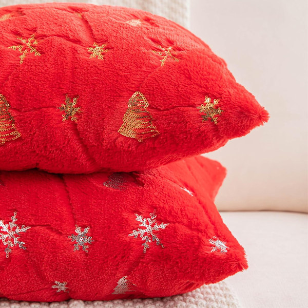 Julglitter plysch kuddfodral lätt lyx snö semester vardagsrum soffa dekoration Red gold