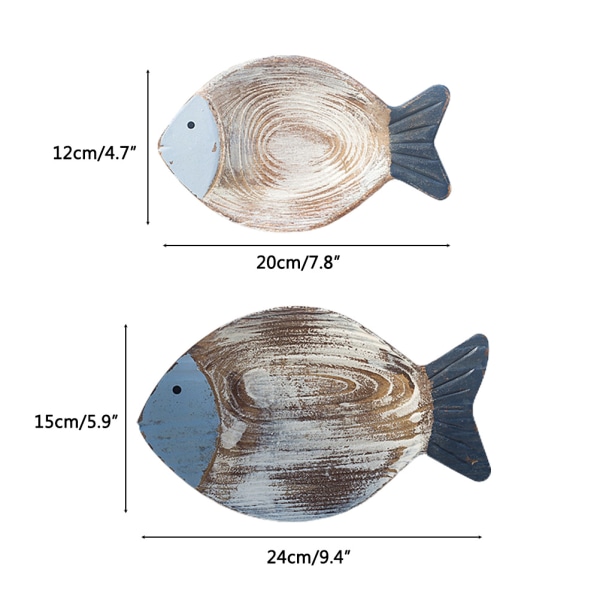 Trä fisk hängande prydnad trä fisk väggkonst dekor för stranden