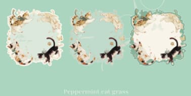 [Mint Cat Grass] Prægede Guldfolierede Sticky Notes (90 ark) – Journalnoter i Vintage-stil