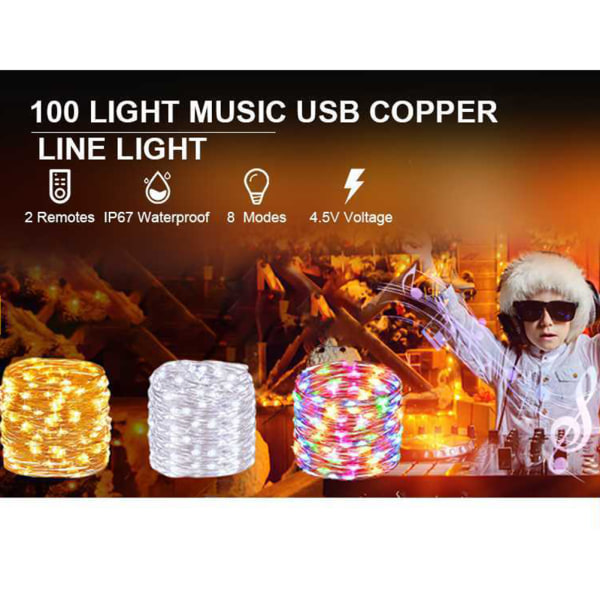 5 meter 50 LED ljusslinga USB ljusslinga med fjärrkontroll 16