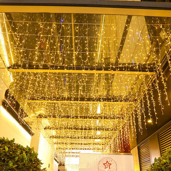 Jul LED-gardin istapp ljusslinga 220V LED-festträdgård