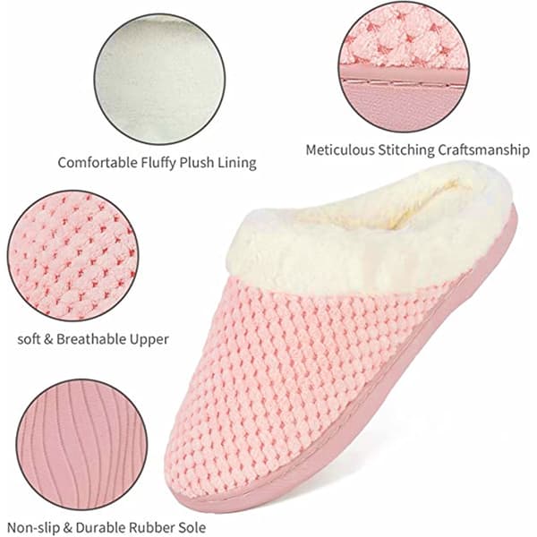 Tofflor för damer Varma Memory Foam Halkfria Husskor pink 36/37